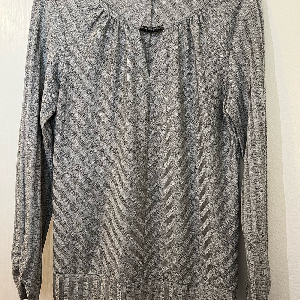 Gray Patterned Long Sleeve Top